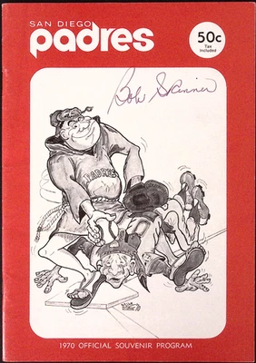 1970 San Diego Padres  vs. Atlanta Braves Program Bob Skinner Coach Signed - Image 1 of 3