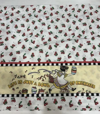 Mary Engelbreit Border Life Is A Bowl Of Cherries Curtain Valance/ Fabric Scrap - Image 1 of 4