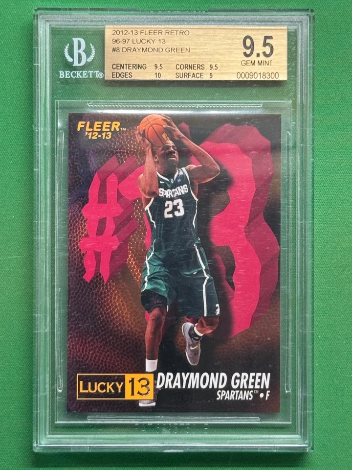 Baloncesto retro Fleer 2012-13 96-97 Lucky 13 #8 verde Draymond BGS 9,5 Foto 1 de 2