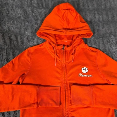 Sudadera con capucha Under Armour Clemson Tigers estampado de pata naranja cremallera completa para mujer talla mediana Foto 1 de 4
