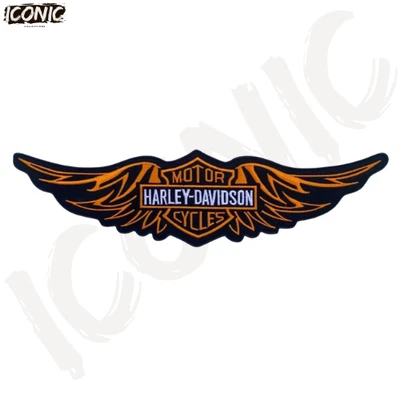 Harley-Davidson Wing 15" Grande Naranja Bordado Logo Parche Planchado ¡ENVÍO GRATUITO!! Foto 1 de 3