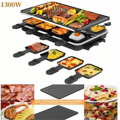 2in1 1300W Electric BBQ Grill Non-stick Removable Hot Plate Griddle Smokeless  - image 1 of 4