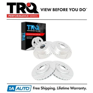 TRQ Front & Rear Performance Brake Rotor Drilled Slotted Zinc Coated Kit - Picture 1 of 7