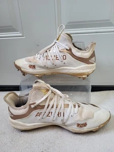 Adidas Adizero Afterburner 6 Stollen Gr. 10 weiß/gold "CHARGED UP" Game Used - Bild 1 von 24