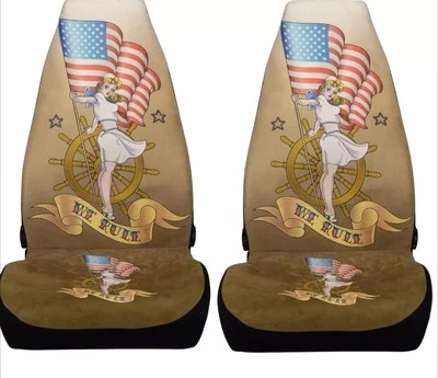 Par de Fundas de Asiento de Coche Premium Sailor Girl - Pin-Up Rubio Posado Clásico  Foto 1 de 4
