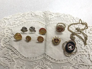 Vintage FHC WOTM Moose Lodge Legion Heart Gold Tone Pin Brooch Ring Necklace Lot - Picture 1 of 5