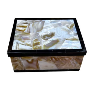 Marble Stone jewelry box gemstone inlay trinket box gift pietra dura keepsake - Picture 1 of 4