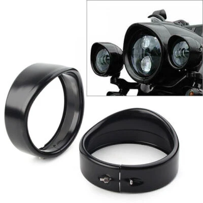 4.5" Passing Lights Lamp Trim Ring Bezel Visor Cover Fit Harley FLHT FLHR Black - Image 1 of 4