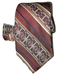 Vintage Wemlon Wembley Herren Geometrische Krawatte Schräg Rot Blau Gold %100 Polyester - Bild 1 von 6