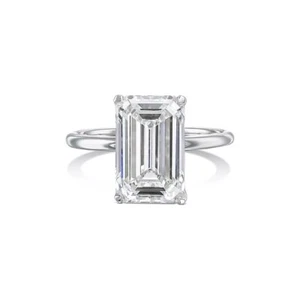 14k White Gold Ring G VS1 3.50 Carat Lab Created Emerald Cut Diamond IGI - Picture 1 of 7