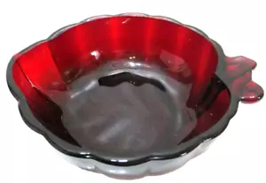 Anchor Hocking Ruby Red Glass Leaf Shaped Bowl Trinket Candy Dish Vintage - Picture 1 of 3