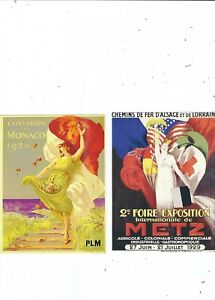2  FOREIGN  RAILWAY  ADVERTISING ON POSTCARDS    EXPOSITION