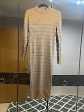 DamenKleid Strickkleid Langarm Pulloverkleid Freizeitkleid Neu hellbraun-blau 34