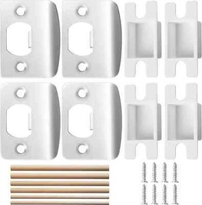 4 Pack Door Latch Strike Plate-Stainless Steel Lock Plate Silver - Picture 1 of 5