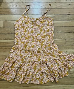 Womens Wild Fable Marigold Orange Floral Drop Waist Dress Size XS - Picture 1 of 4