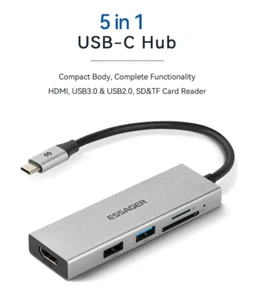 Essager 5 in 1 USB C HUB HDMI-4K Docking Station Splitter For Macbook Adapter - Imagen 1 de 2