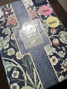 WILLIAM MORRIS DUVET KING HYACINTH PRUSSIAN BLUE COTTON Shams COTTAGE NEW!!! - Picture 1 of 10