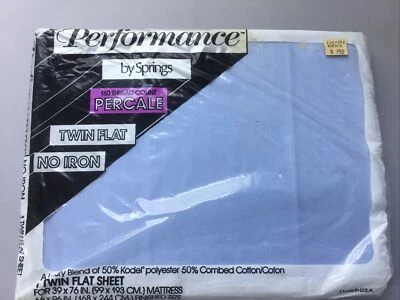 NEW Vintage Performance by Springs Twin Flat Bed Sheet Porcelain Blue - Image 1 of 2