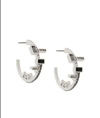 Real 925 Sterling Silver Black Onyx With White & Black CZ Stud Women's Earrings - Image 1 of 4