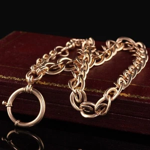 Antique Art Deco 14K Rose Gold Graduated Link Watch Fob Necklace - 14.5 inches - Picture 1 of 4