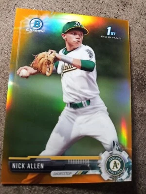 2017 Bowman Chrome Draft MINT Nick Allen Orange Refractor /25 1st Rookie RC ATL - Image 1 of 2