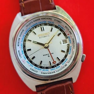 Seiko World Timer 1970 Automatic GMT Watch Rare Vintage 6117-6409 Cal 6117 Mens - Picture 1 of 9