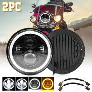 2x 7" Round Headlights Hi/Lo Driving Bulbs For Yamaha Stryker XVS1300 Motorcycle - Picture 1 of 12