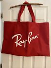 RAY-BAN LARGE RED NYLON BEACH TOTE BAG WHITE LOGO 17 X 24” REUSABLE