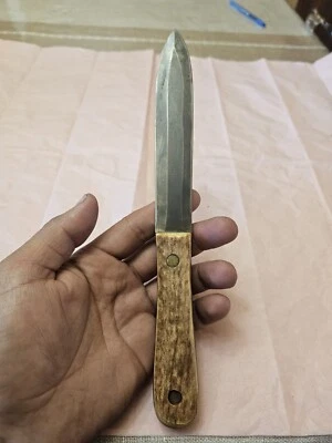 Daga de doble filo vintage hecha a mano de alto carbono con funda y mango de ciervo M1 Foto 1 de 4