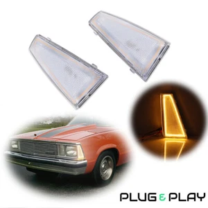 Amber LED Side Marker Lights Clear Pair For 1980 1981 Chevrolet Malibu El Camino - Picture 1 of 11
