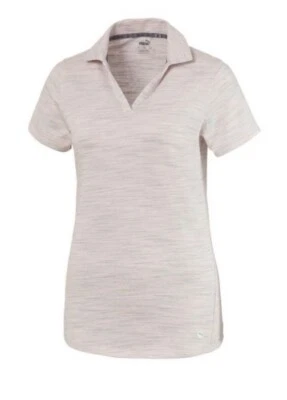 Puma Golf Shirt Polo Womens Heather Slub S Pink RW Striped NWT MSRP $60 - Image 1 of 4
