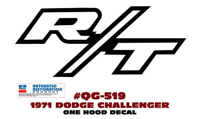 GE-QG-519 1971 DODGE CHALLENGE - CALCOMANÍA CAPÓ R/T - KIT DE PEGATINAS Foto 1 de 2