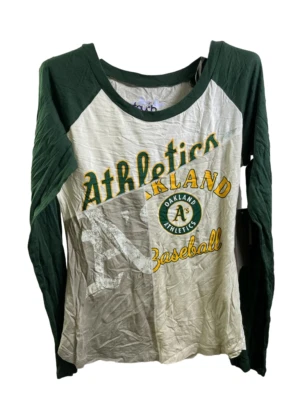 Touch Women's Oakland Athletics Raglan Long Sleeves Wide Neck T-shirt, Small - Image 1 of 4