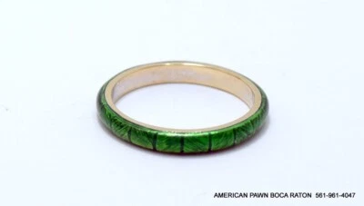 Anillo Hidalgo Esmalte Verde Apilable Banda Eternidad 2.5mm Oro Blanco 18K Talla 6.25 Foto 1 de 4
