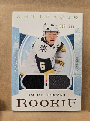 22-23 Upper Deck Artifact #197 Kaedan Korczak Jersey Gold #/599 Golden Knights  - Image 1 of 2