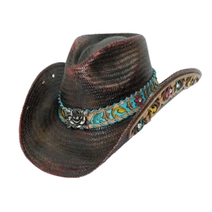 Austin Handmade Hats Ladies Sweet Child Leather Embossed Hatband Straw Hat 05-9 - Picture 1 of 4