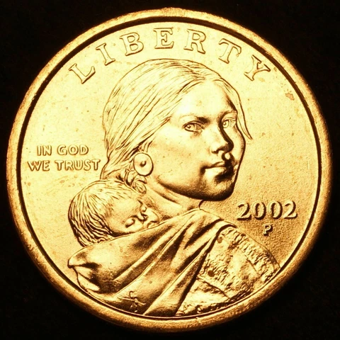 2002 P Sacagawea Dollar US Mint Coin in "Brilliant Uncirculated" Condition Cover