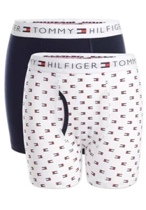 Tommy Hilfiger Boxer Briefs Underwear 2 Pack Boys Size SMALL White Blue Red 6/7 - Picture 1 of 4