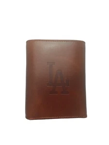 MLB Los Angeles Dodgers Brown Genuine Leather tri fold wallet - Picture 1 of 2
