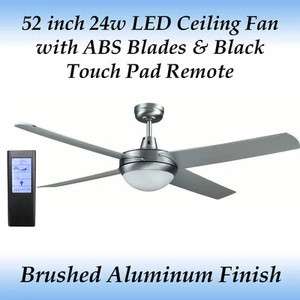 Rotor 52inch LED Ceiling Fan in Brushed Aluminium with ABS Blades + Bl Touch Rem - Picture 1 of 4