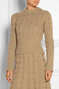 ROMANTIC! Michael Kors Collection Cable Knit Merino & Cashmere Sweater size XS - Picture 1 of 10
