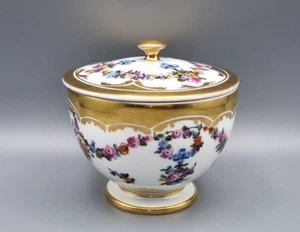 Meissen Porzellan Prunk Deckeldose antik, Blumen Schleifen Girlanden Körbe, Gold - Bild 1 von 15