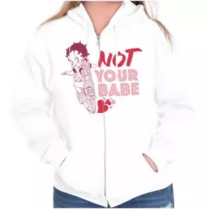 Betty Boop Biker Not Your Babe Heart Cartoon Womens Zip Hooded Sweatshirt Hoodie - Picture 1 of 7