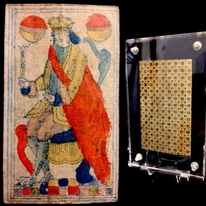 Tarjetas de juego antiguas europeas históricas individuales pintadas en madera calidad de museo - Imagen 1 de 12