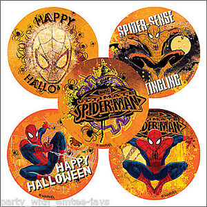 Spider-Man Stickers x 5 - Halloween Stickers - Round SpiderMan Stickers - Party