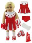 18 Inch Doll 6 Pc Cheer Outfit, Accessories, Various Colors for American Girl Do