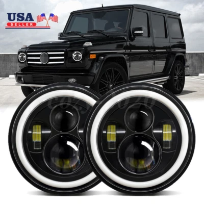 7" inch LED Headlights For 2002 2003 2004 2005 2006 Mercedes Benz G500 G55 AMG Foto 1 de 4