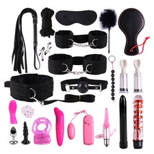 22pcs Sex Toy Handscuff Neck Ankle Cuffs BDSM Bondage Restraint Set (Black)