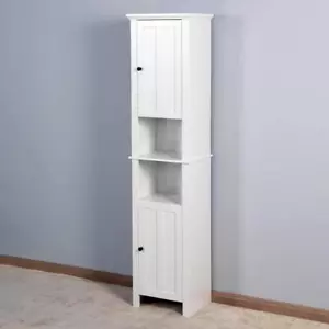 Nestfair Linen Cabinet 16"x67" Freestanding MDF White w/ Open+Concealed Storage - Picture 1 of 10