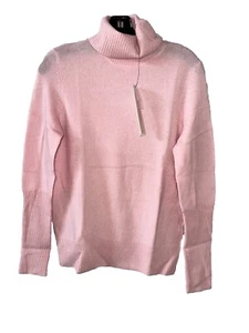 AQUA Size M 100% Cashmere Turtleneck Sweater NWT $178 Blossom Pink A19 - Picture 1 of 7